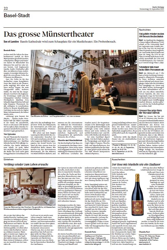 Bericht Weintipp BaZ über Primus B Dioly Noir von Chandra Kurt Buess Weinbau und Weinhandel AG Sissach